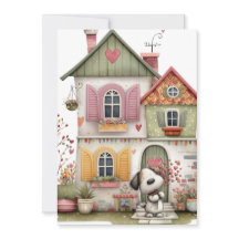 Leere flache Kartenhülle Gemütliches Cottage und W