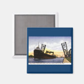 Leere Frachter über Bascule Bridge, Soo Locks Magnet (Vorderseite/Rückseite)