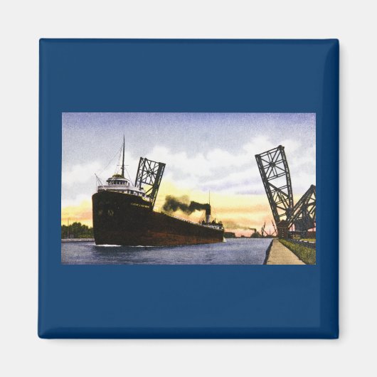 Leere Frachter über Bascule Bridge, Soo Locks Magnet (Vorne)