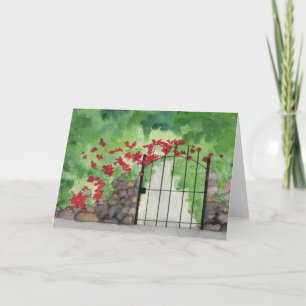 Leere Grußkarte "Alte Gartentür" Aquarell Karte