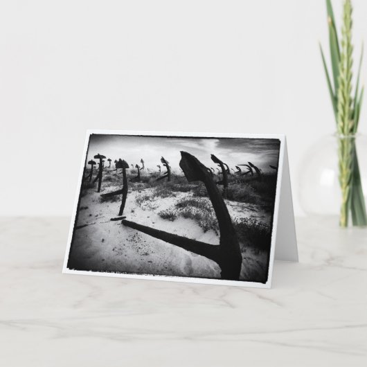 Leere Grußkarte der Schwarzweiss-Anker Karte (Vorderseite)