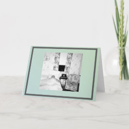 Leere Grußkarte mit lustigem Foto. Karte