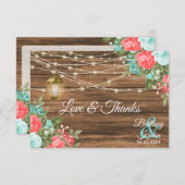 Leere - Holz, Laterne und Aquamarin, Korallenblume Dankeskarte (Vorne/Hinten)