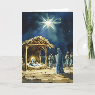 Leere Innenseite   Aquarell Weihnachtsgeschichte Karte