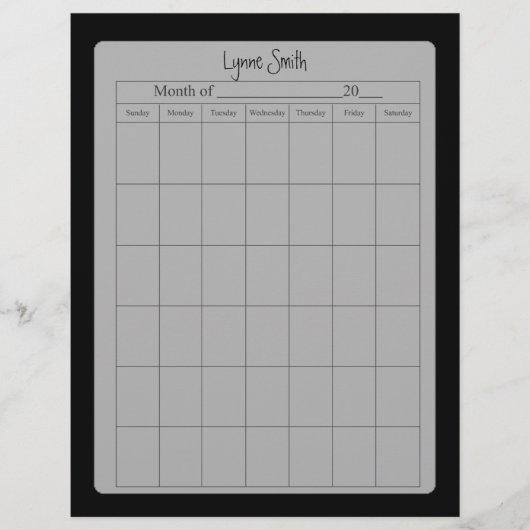 Leere Kalenderseite für die Schule, nur Schlicht s (Vorderseite)