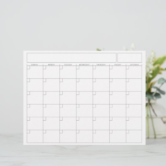 Leere Kalenderseite - Sonntag Start Landschaftsans Briefbogen (Stehend Vorderseite)