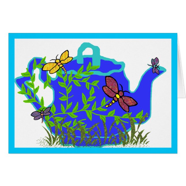 Leere Karte der Libellen-Teekanne (Vorderseite (Horizontal))
