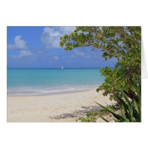 Leere Karte mit einem Segelboot in den Karibischen