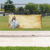 Leere Kirchenschablone Jesuss und des Pergaments Banner (Insitu)