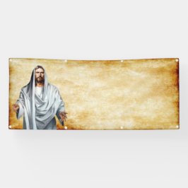 Leere Kirchenschablone Jesuss und des Pergaments Banner