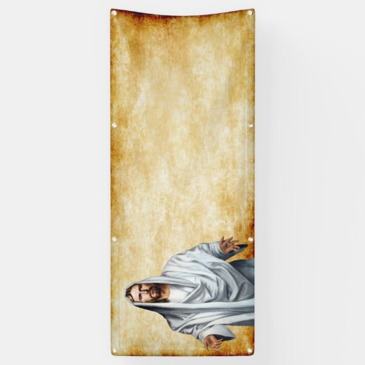 Leere Kirchenschablone Jesuss und des Pergaments Banner (Vertikal)