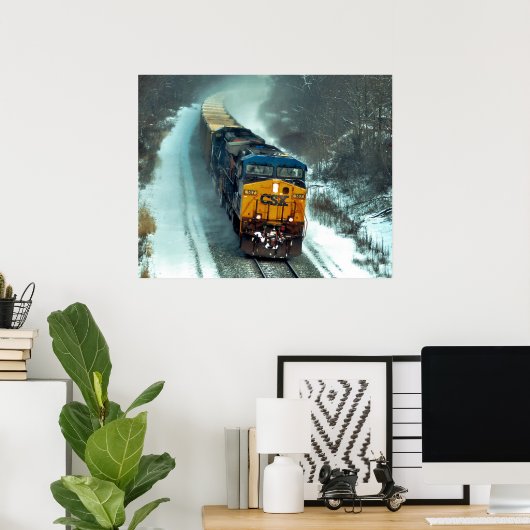 Leere Kohlebahn im Schnee Poster (Heimbüro)