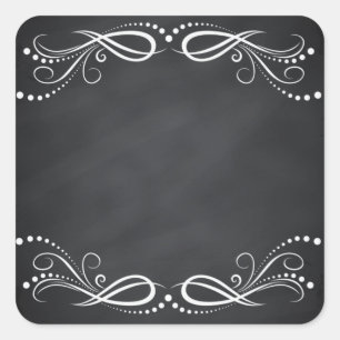 Leere Kreidetafel mit floralem Schwung zum Anpasse Quadratischer Aufkleber