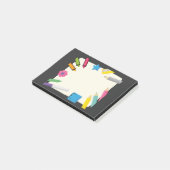 Leere Leinwand mit farbenfroher Schreibwarengrenze Post-it Klebezettel (angewinkelt)