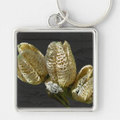 Leere Lily Seed Pods Koordinaten von Elementen Schlüsselanhänger (Vorne)