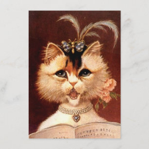Leere Party-Einladung Vintage Salon singende Katze Einladung