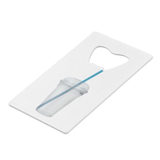 Leere Plastikglätter mit Stroh Geldbeutel Flaschenöffner (Rückseite Schrägansicht)