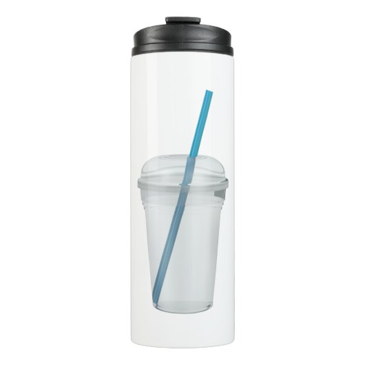 Leere Plastikglätter mit Stroh Thermosbecher (Vorderseite)