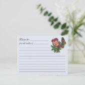 Leere Rezept-Karten: Schmetterling & Blume Postkar Postkarte (Stehend Vorderseite)