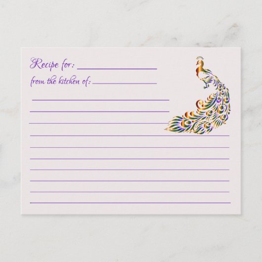 Leere Rezeptionskarten: Multicolor-Pfauenpostkarte Postkarte (Vorderseite)