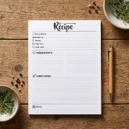 Leere Rezeptseiten / Papiere | Refill Minimalist Notizblock
