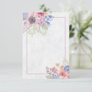 Leere rosa und blaue Aquarell-Blumenhochzeit Einla Einladung