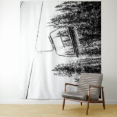 Leere Skilift // Schwarzer und Weißer Winter Wandteppich (Beispiel)