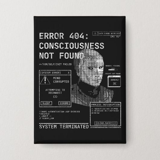 Leere - Techno-Brutalist Streetwear Desgin Button (Vorderseite)