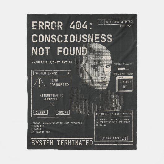 Leere - Techno-Brutalist Streetwear Desgin Fleecedecke (Vorderseite)