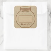 Leere Textbox Kraft Papier Brown Jam Jar Labels Quadratischer Aufkleber (Tasche)