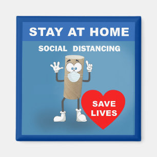 Leere Toilettenpapierrolle mit Sicherheitsnachrich Magnet