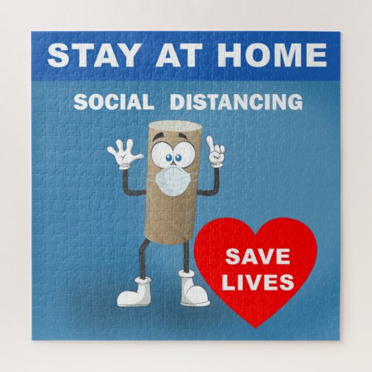 Leere Toilettenpapierrolle mit Sicherheitsnachrich Puzzle (Vertikal)