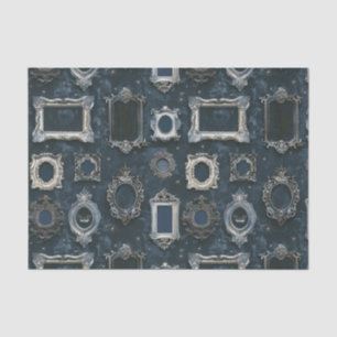 Leere Vintage Rahmen auf blauem Hintergrund Seidenpapier