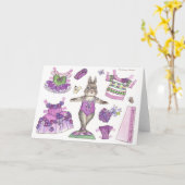 Leere violette Papierpuppen-Karte Karte (Gelbe Blume)