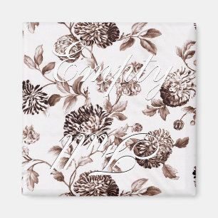 Leere volle braune vintage Blumen Toile Geschirrsp Magnet