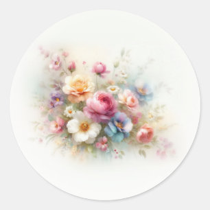 Leere Vorlage Fügen Sie Ihren Text Wasserfarben-Bl Runder Aufkleber