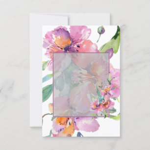 Leerer Budget Hochzeit mit rosa und violetten Blum Einladung
