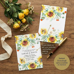 Leerer Budget Sonnige Sonnenblumen Hochzeit Einladung
