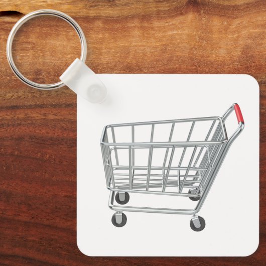 Leerer Einkaufswagen aus Metall Schlüsselanhänger (Vorderseite)
