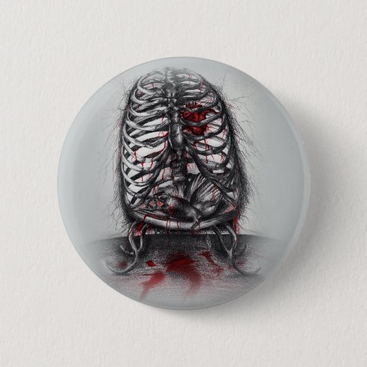 Leerer Käfig-Anatomie-Horror-Kunst-Knopf Button (Vorderseite)