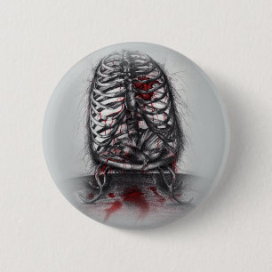 Leerer Käfig-Anatomie-Horror-Kunst-Knopf Button