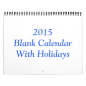 Leerer Kalender 2015 mit Feiertagen (Titelbild)