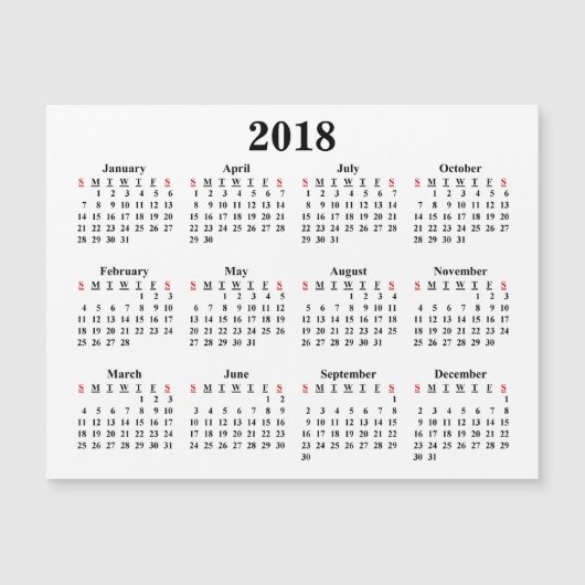 Leerer Kalender 2018 Magnetkarte (Vorderseite)