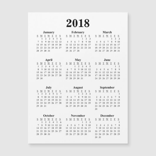 Leerer Kalender 2018 Magnetkarte (Vorderseite)