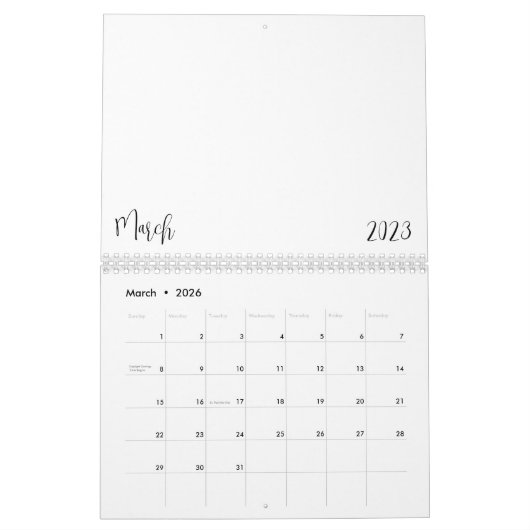 Leerer Kalender 2023 mit Text (Mär 2026)