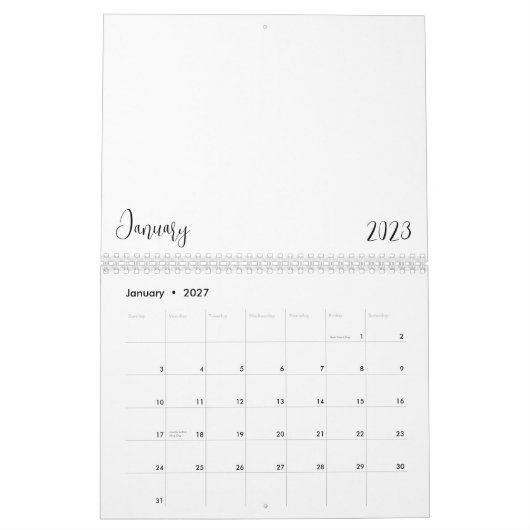 Leerer Kalender 2023 mit Text (Jan 2027)