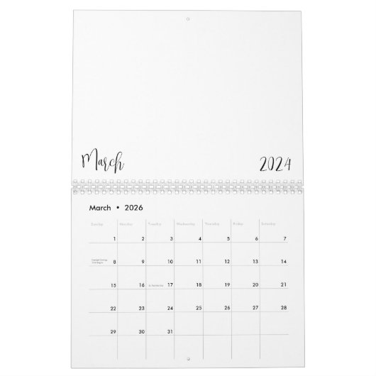 Leerer Kalender 2024 mit Text (Mär 2026)