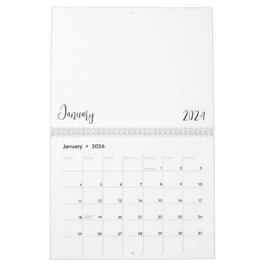 Leerer Kalender 2024 mit Text (Jan 2026)