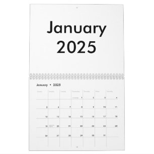 Leerer Kalender 2025 mit Monaten