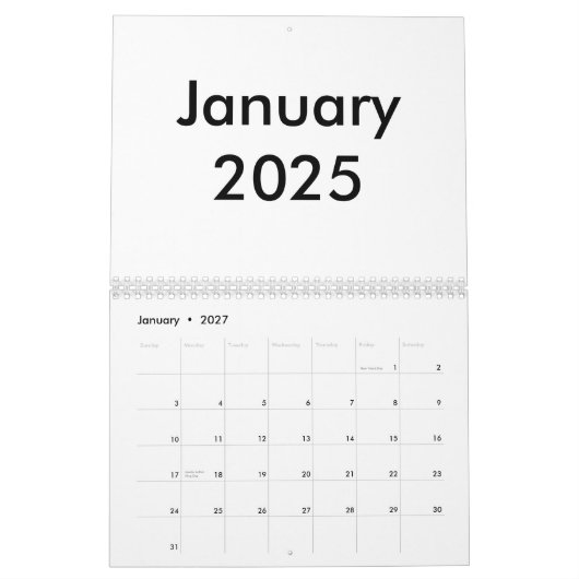 Leerer Kalender 2025 mit Monaten (Jan 2027)